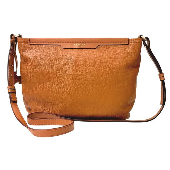 Radley London Crossbody Bag - Caramel Brown Pebbled Leather - Mint Condition!